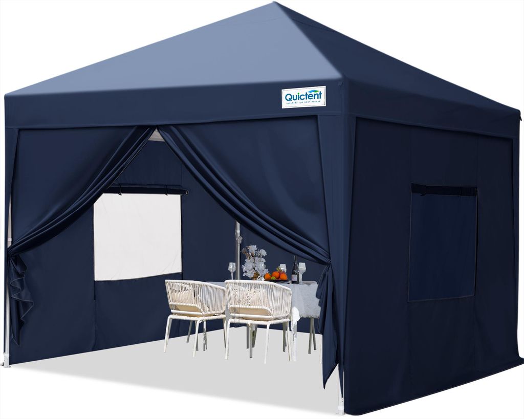 Quictent Pavillon 3x3 mit 4 Seitenteilen, Faltpavillon mit Entlüftung Wasserdicht Stabil Winterfest, Pop up Gartenpavillon mit 4 Sandsäcke, Blau