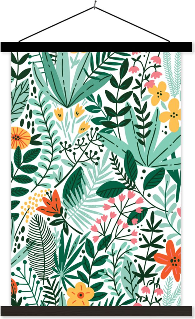 MuchoWow Textilposter Sommer - Natur - Muster 60x90 cm mit schwarzem Rahmen - Poster Wohnzimmer