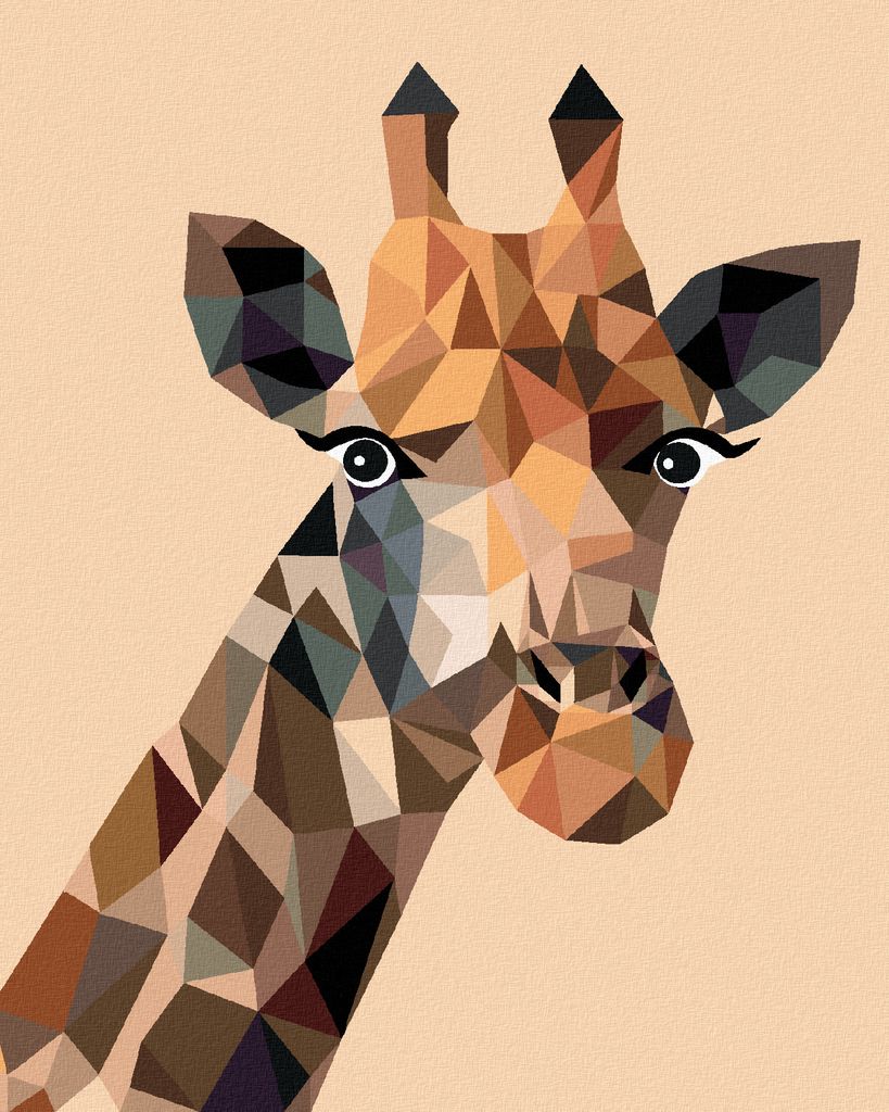 Zuty - Malen nach Zahlen - ABSTRAKTE GIRAFFE AUF ORANGEFARBENEM HINTERGRUND, 40x50 cm, mit Keilrahmen (bereits gespannt)