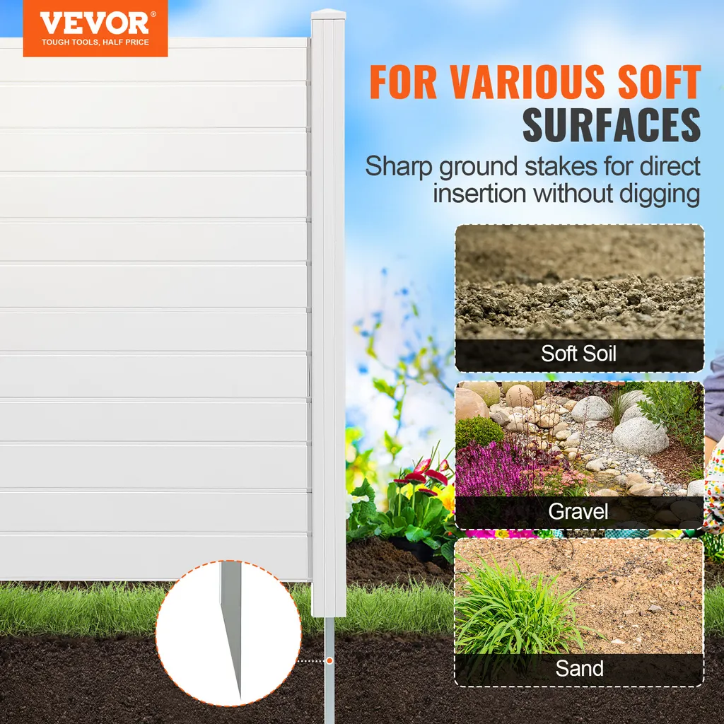 Clôture Pare-vue PVC Anti-UV avec Piquets en Acier Galvanisé de 50 cm