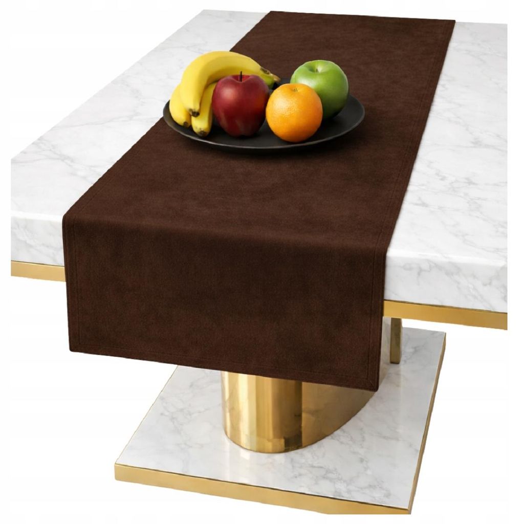 Een bruine fluwelen tafelkleed voor een tafel van 40x140 Productafbeelding 
