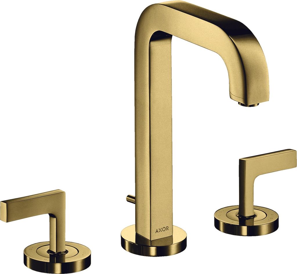 hansgrohe AXOR Citterio 3-Loch Waschtischarmatur 170, Zugstangen-Ablaufgarnitur, Auslauf 140mm, Hebelgriffe, Rosetten, 39135990