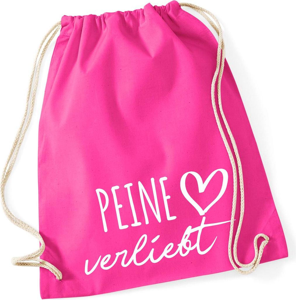 Huuraa Turnbeutel Peine verliebt 12 Liter Fuchsia Baumwolle Rucksack Geschenkidee