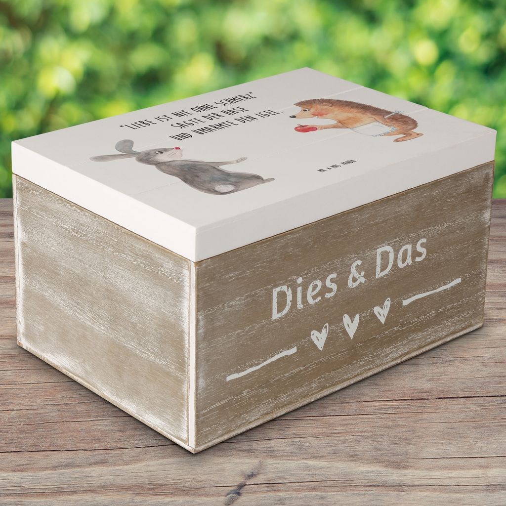 Mr. & Mrs. Panda Holzkiste Hase Igel 22 x 15 cm - Weiß - Geschenk, Herzschmerz, Schatzkiste, Trösten, Lustige Sprüche, und, Box, fotobox, Kiste,...