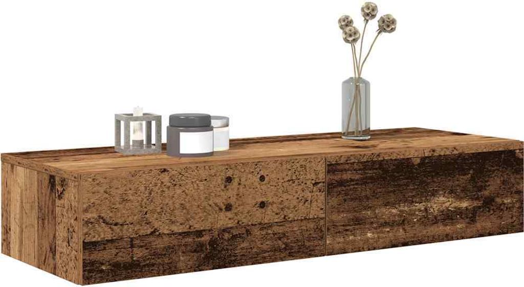 Maison Exclusive - Wandregal mit Schubladen Altholz-Optik 100x36x19 cm
