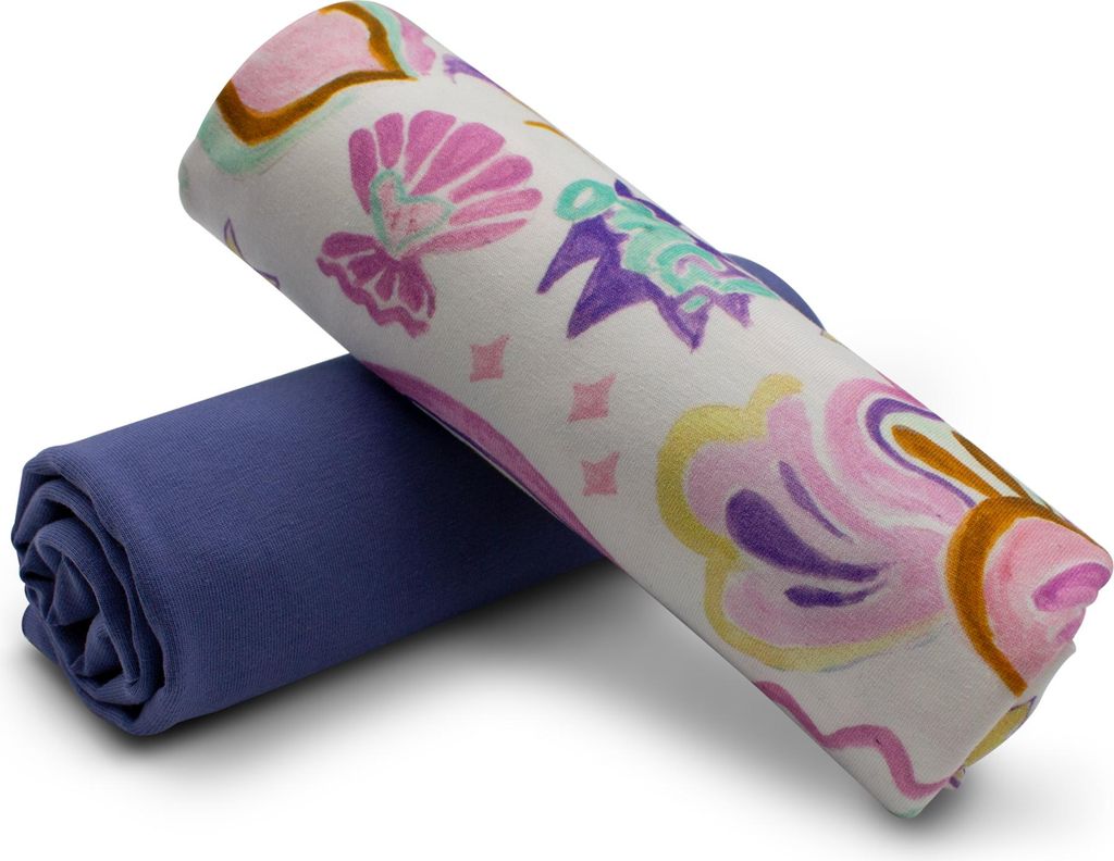 Stoffpaket 0,5m Jersey + 0,5m Bündchenstoff Meterware zum Nähen von Kinderkleidung Kinderstoff 100 Jerseystoff Set 49 Muscheln Digital