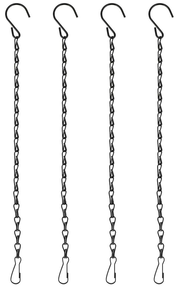 33 cm lange Hängekette, 4 Stück, Blumentopfketten mit Haken, Metall-Hängekette, schwarze Kette für Blumentöpfe im Freien, Vogelfutterhäuser, ...