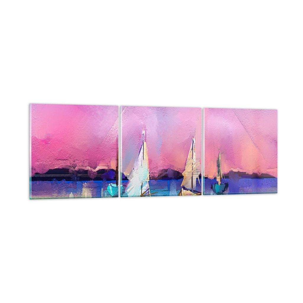 Bilder auf glas - Segelboot See - 150x50cm - Glasbilder - Wandbilder - Bilder - Kunstdruck - zum Aufhängen bereit - Wanddekoration aus Glas - Glas...