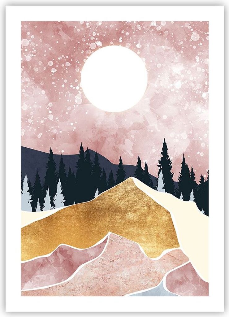 Poster - Poster ohne Rahmen - Grafik Modern Landschaft - 50x70 cm - Wand Bild - Wanddeko - Wandbilder - Kunstposter - Wandposter - Bilder - Kunstdr...