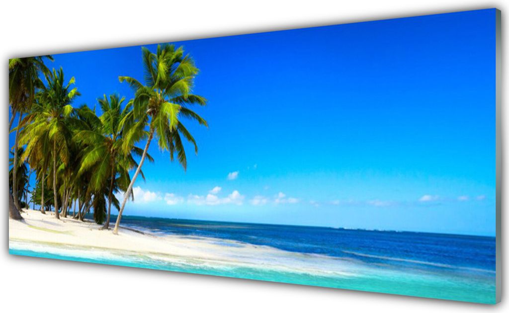 Glasbilder 125x50 Wandbild Druck auf Glas Palmen Strand Meer Landschaft
