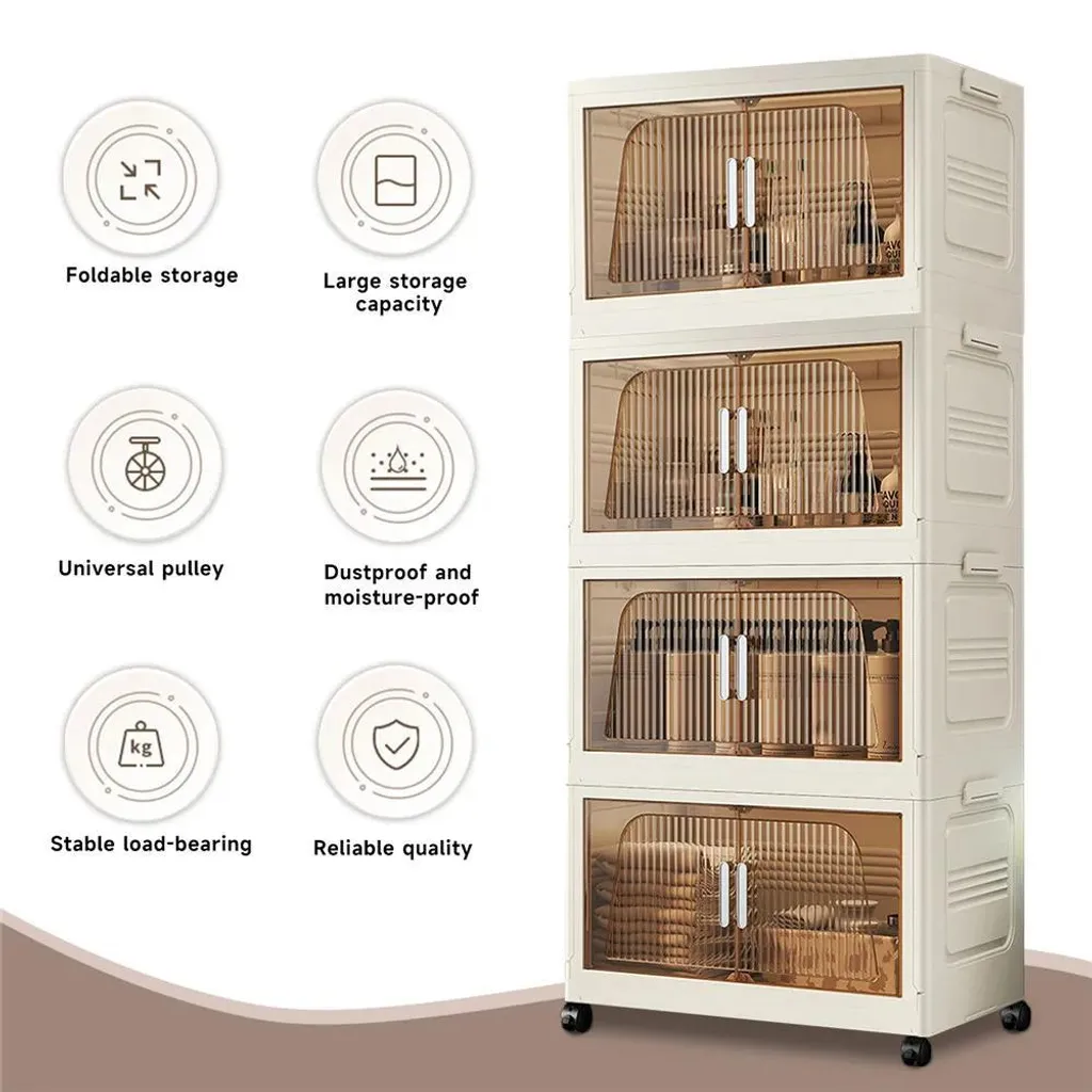 Meuble de rangement sans assemblage pliable et empilable 4 compartiments - 2