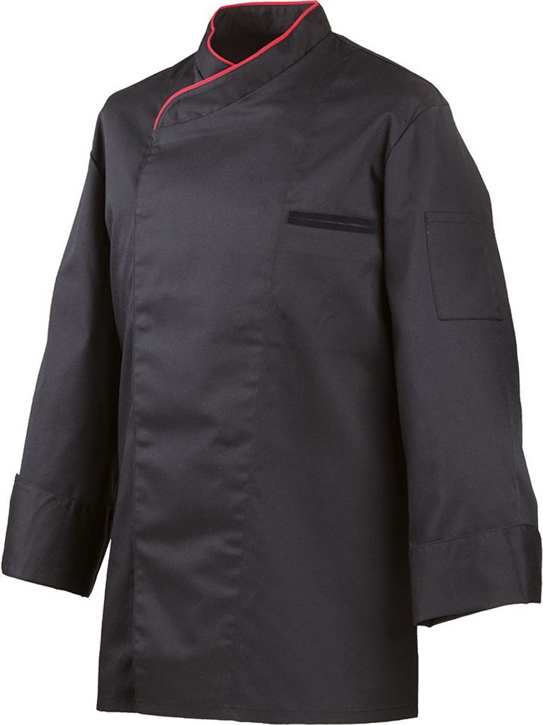 Kochjacke langarm, mit Druckknöpfen, Fb. schwarz, Paspel Produktbild 