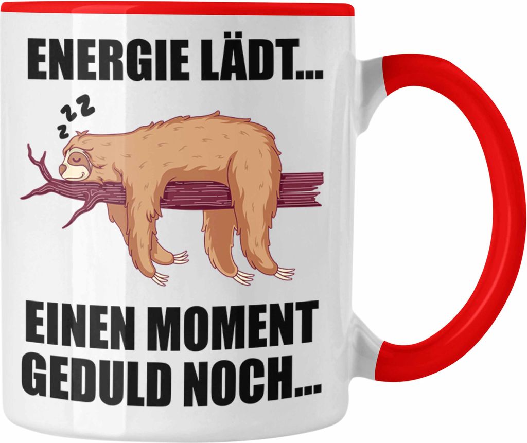 Trendation - Faultier Tasse mit Spruch Geschenk Arbeitskollege Kollege Kaffeetasse Frauen Männer (Rot)