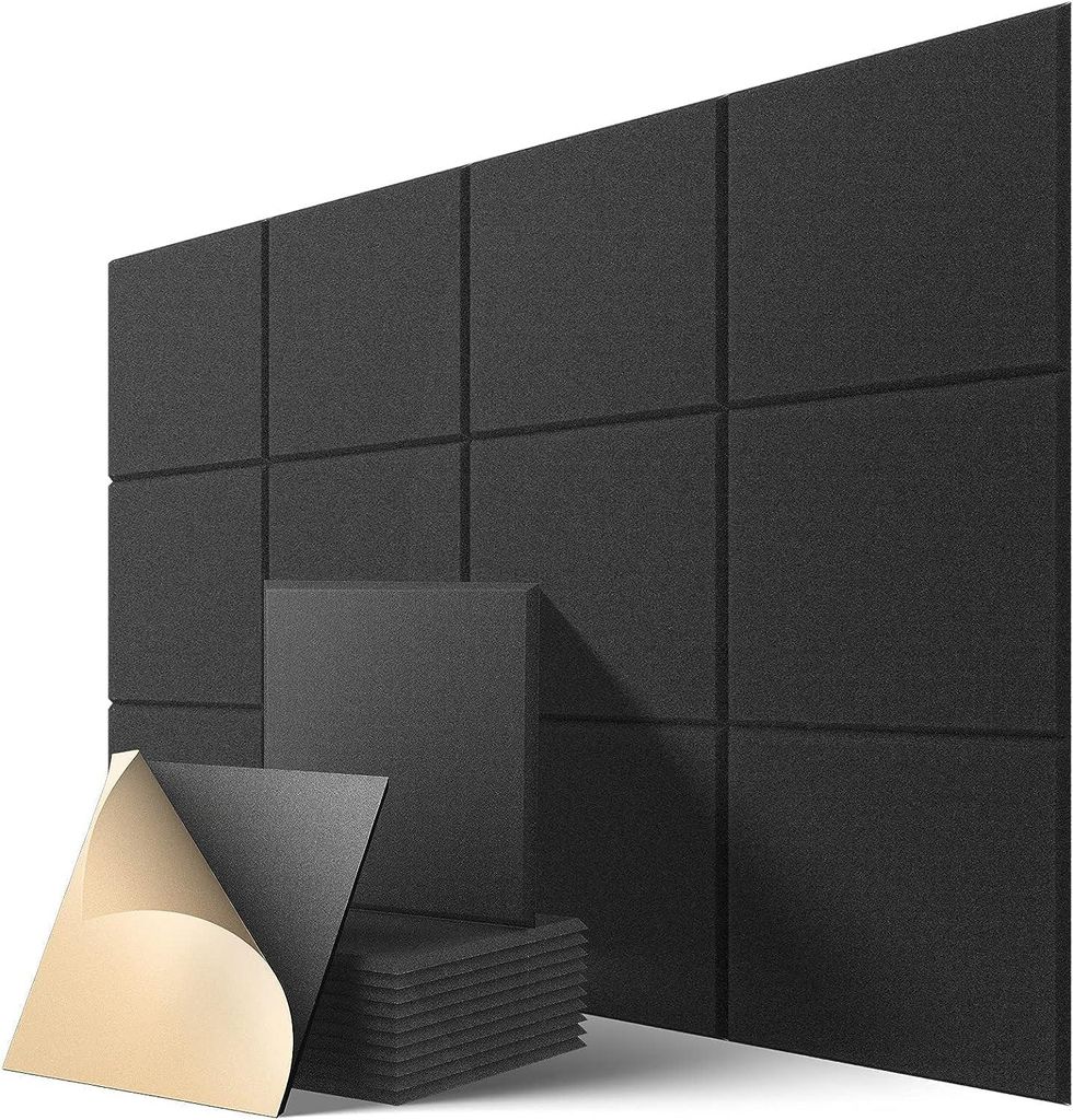 Akustikplatten 12er Set, Selbstklebend, Hohe Dichte 30x30cm, Schwarz, Schallabsorbierende Wandpaneele für Studio, Büro & Heimkino