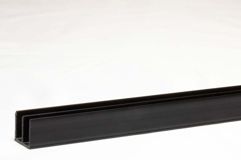 Glasführungsprofil schwarz 150 cm oben - für 4 mm Scheiben Produktbild 
