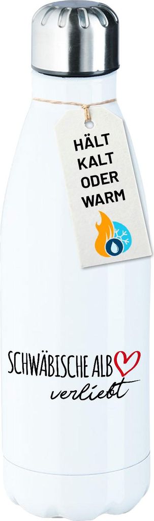Huuraa Trinkflasche Schwäbische Alb verliebt 500ml White Edelstahl Wasserflasche Trinkflasche Geschenkidee