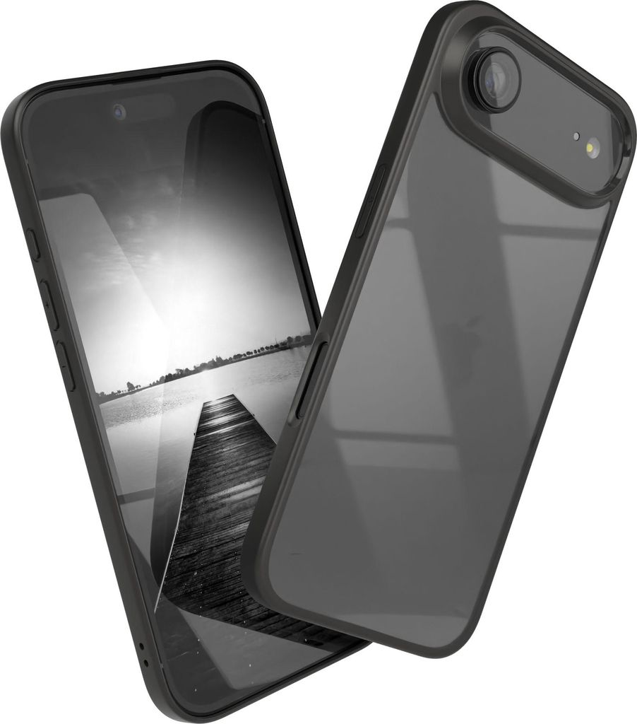 EAZY CASE Clear Hybrid Bumper Hülle für Apple iPhone Air, Handyhülle stoßfest mit Kameraschutz, Handycase dünn in Schwarz