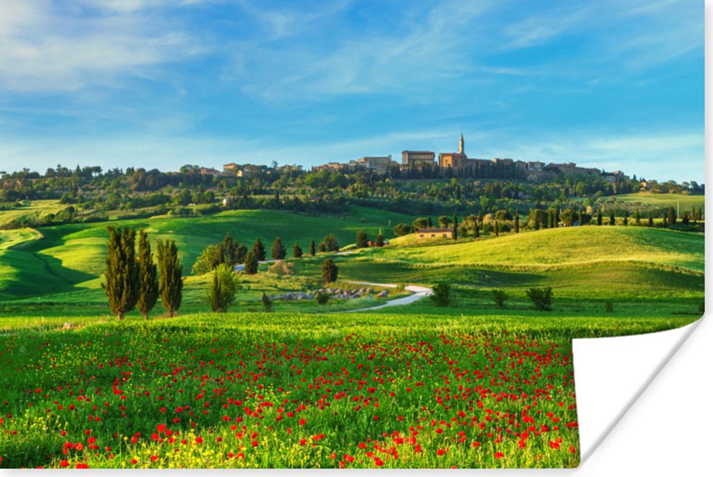 MuchoWow Poster Toskana - Landschaft - Blumen 180x120 cm - Fotoplakat