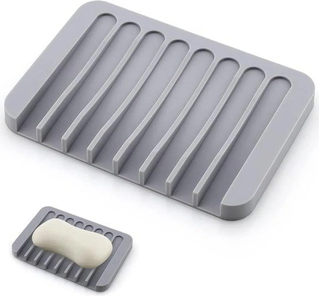 Porte-savon pour douche silicone gris évite le savon mou et gluant