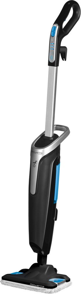 A steam mop is shown against a white background.