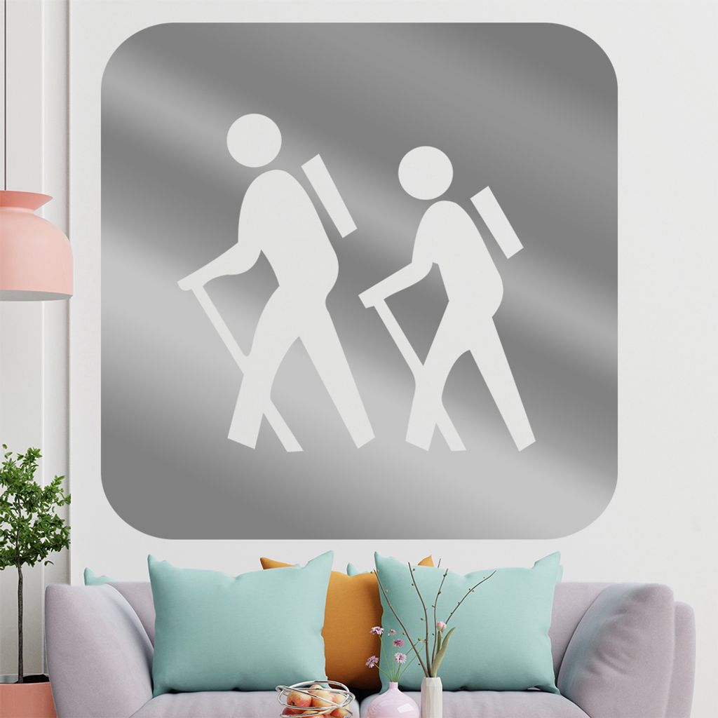 KIWISTAR Wanderer - Rucksack Berge Urlaub Trip Wandtattoo in 6 Größen - Wandaufkleber Wall Sticker - Dekoration, Küche, Wohnzimmer, Schlafzimmer...