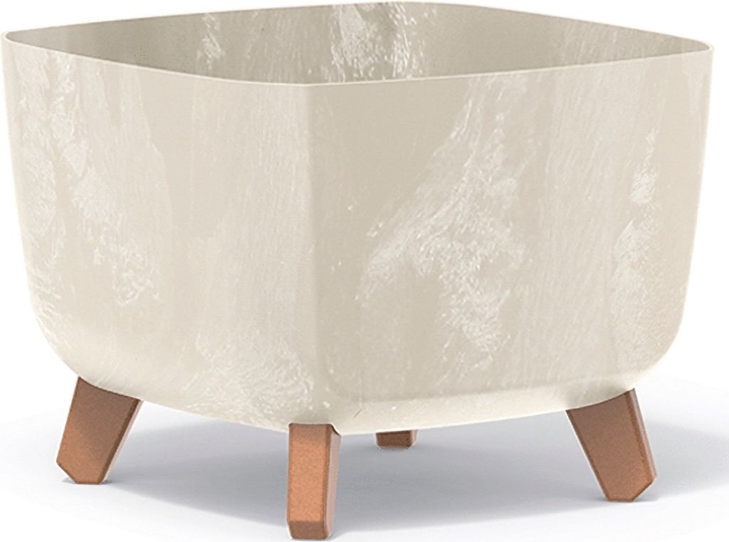Quadratischer Blumentopf auf Beinen GRACIA DGQL300E | Creme