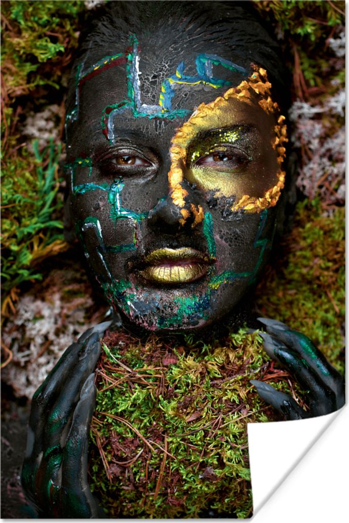 MuchoWow Poster Frauen - Farbe - Blätter 80x120 cm - Papierdruck