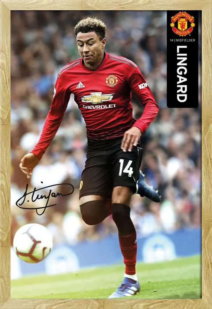 Déco Murale Manchester United Poster Lingard avec Cadre Shinsuke 61x91