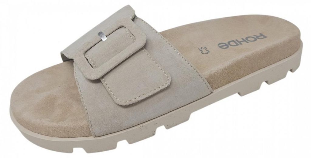 Rohde Damen Pantolette aus Veloursleder mit überzogener Schnalle Venezia 6311, Größe:39 EU, Farbe:Beige