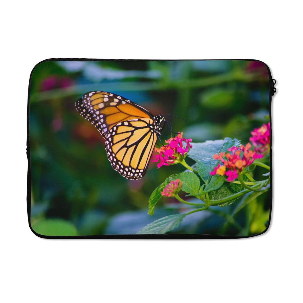 MuchoWow Laptop Hülle 14 ZollSchmetterlinge - Blume - Natur Laptoptasche - Laptoptasche - Stoßsicher - Schutzhaube