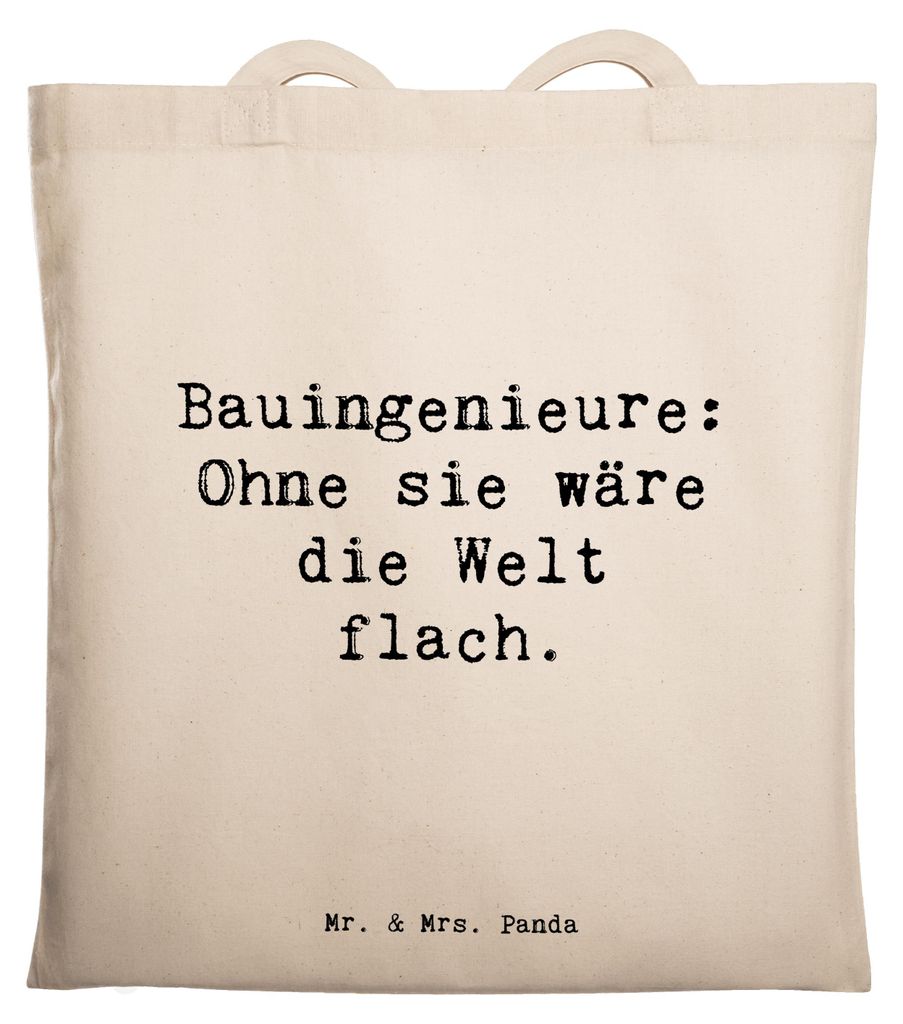 Mr. & Mrs. Panda Einkaufstasche Spruch Bauingenieur Held - Transparent - Geschenk, Planung, Ingenieur, Stoffbeutel, Tote Bag, Tragwerke, Jutebeutel...