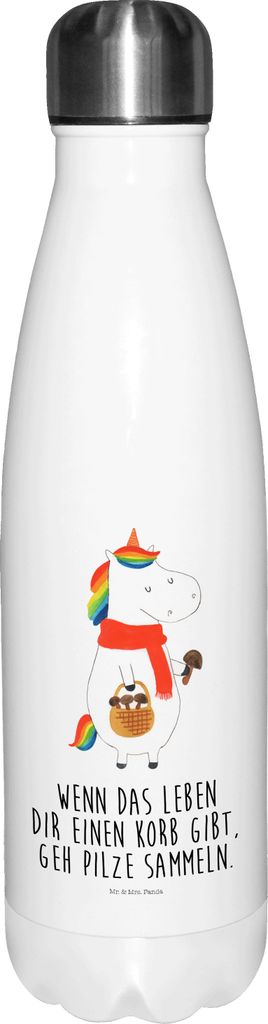 Mr. & Mrs. Panda Trinkflasche Einhorn Pilz - Weiß - Geschenk, Spruch, Wasserflasche, Einhörner, Unicorn, Thermos, Motivation, trinkflaschen, Pilz...