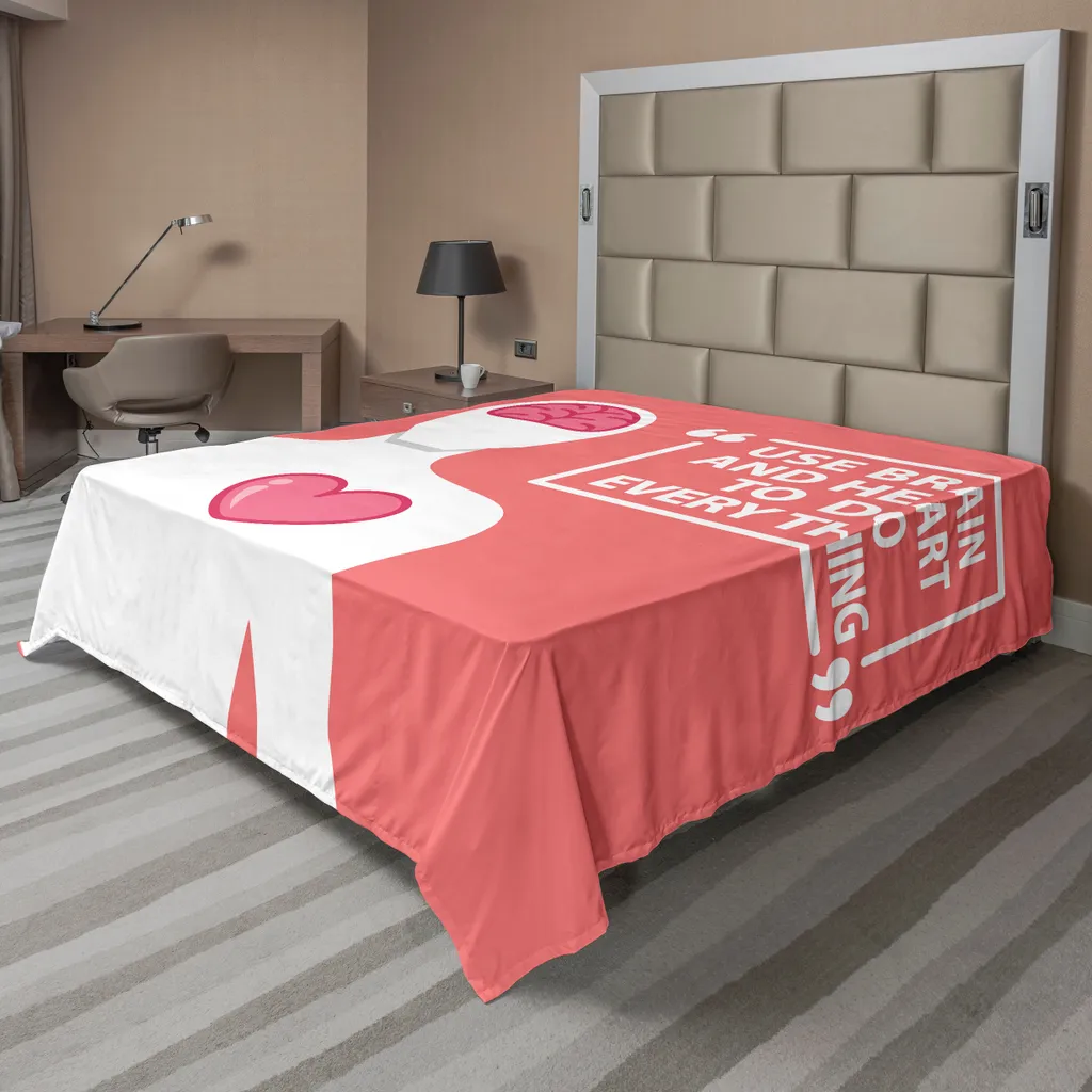 Drap de lit supérieur tropical rose et blanc pour décoration de chambre