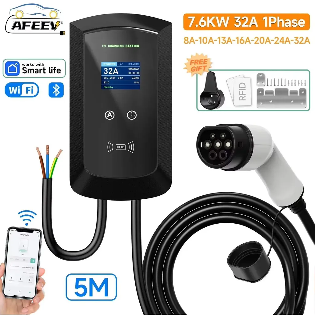Chargeur Mural pour Véhicule Électrique Type 2 32A avec App Mobile - 2