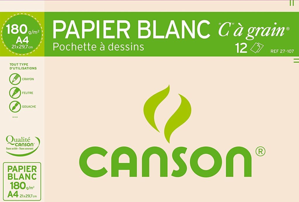 CANSON Zeichenpapier "C" … Grain, DIN A4, 180 g/qm Image du produit 