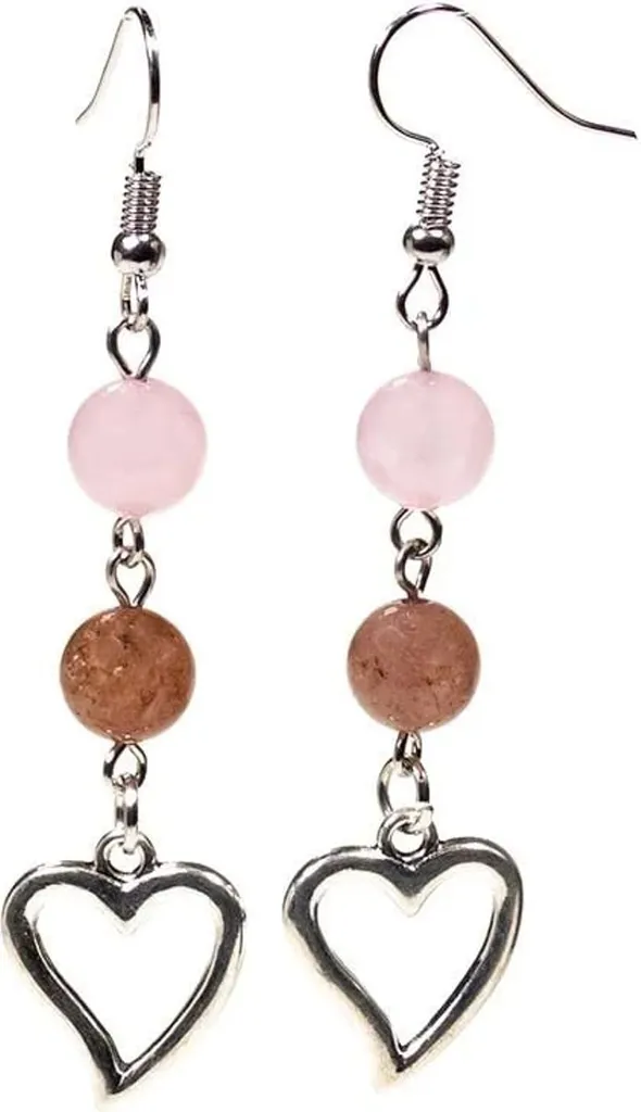Puces d'oreilles cœur en quartz naturel 8mm - Lot de 5 bijoux femme