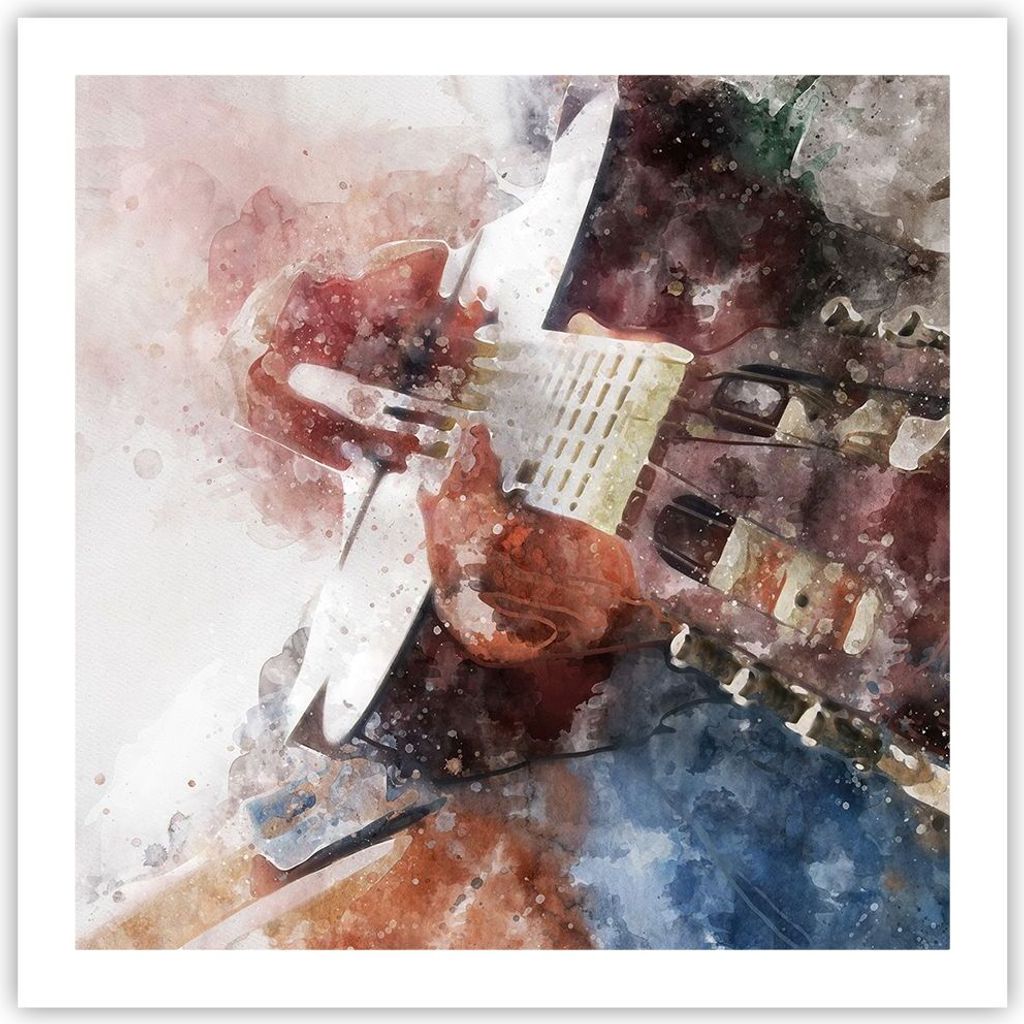Poster - Poster ohne Rahmen - Gitarre Musik - 60x60 cm - Wand Bild - Wanddeko - Wandbilder - Kunstposter - Wandposter - Bilder - Kunstdruck - Wandd...