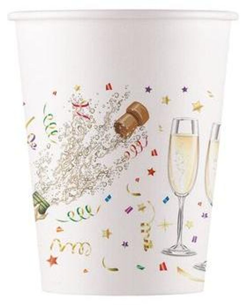 Pappbecher Champagner Party, 8 Stück, 200 ml Produktbild 