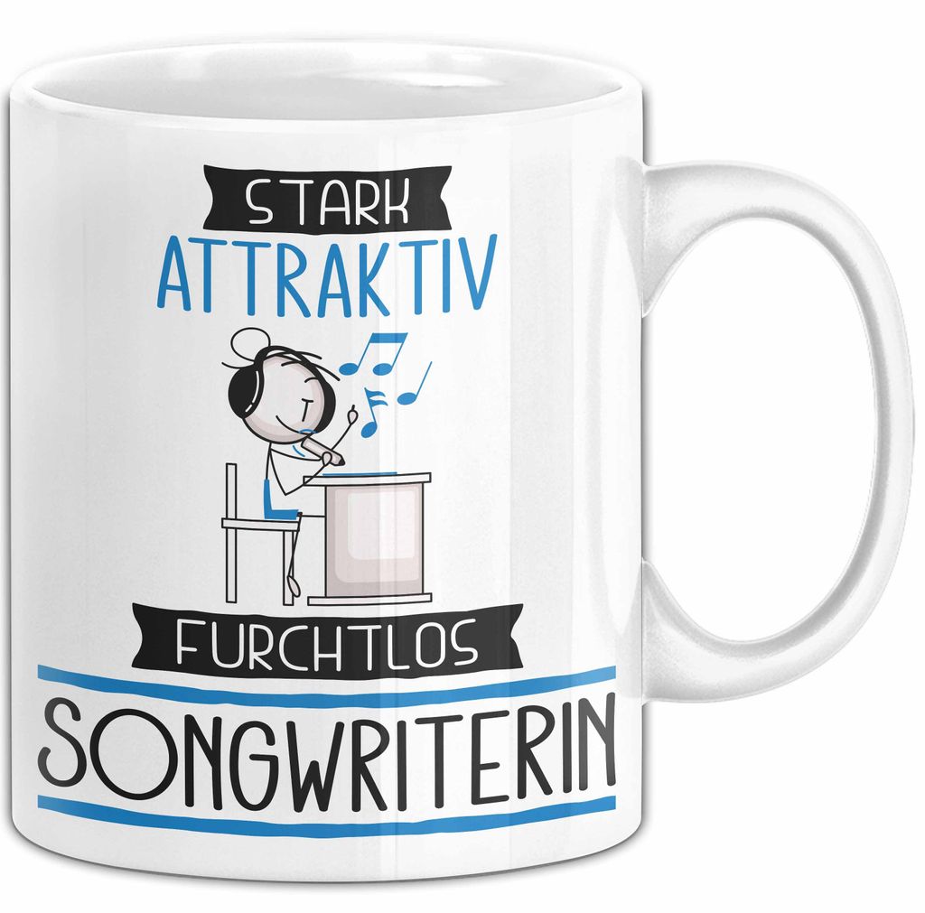 Songwriterin Tasse Geschenk Becher Stark Attraktiv Furchtlos Songwriterin Lustige Geschenkidee (Weiß)