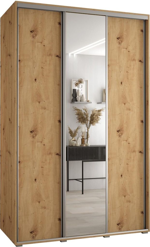 MEBLE KRYSPOL Cannes 3 Schrank mit 3 Schiebetüren - 205,2x150x60 cm - Artisan Artisan Silber