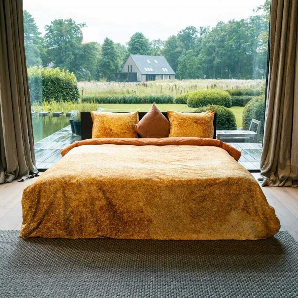 Kayori Satin-Bettwäsche-Garnitur Noyu Farbe Gold Größe 135x200+80x80
