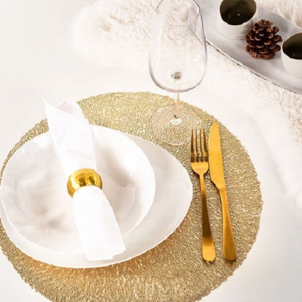 4x Gold Tischset Rund | Koral Gold | 38cm Rund