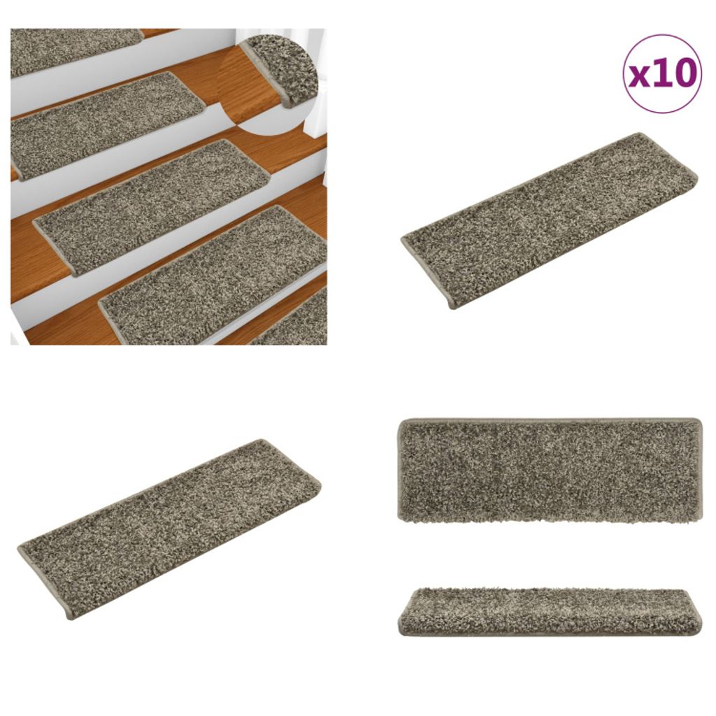 vidaXL Stufenmatten 10 Stk. 65x21x4 cm Grau - Treppenmatte - Treppenmatten - Treppenteppich - Treppenschutz