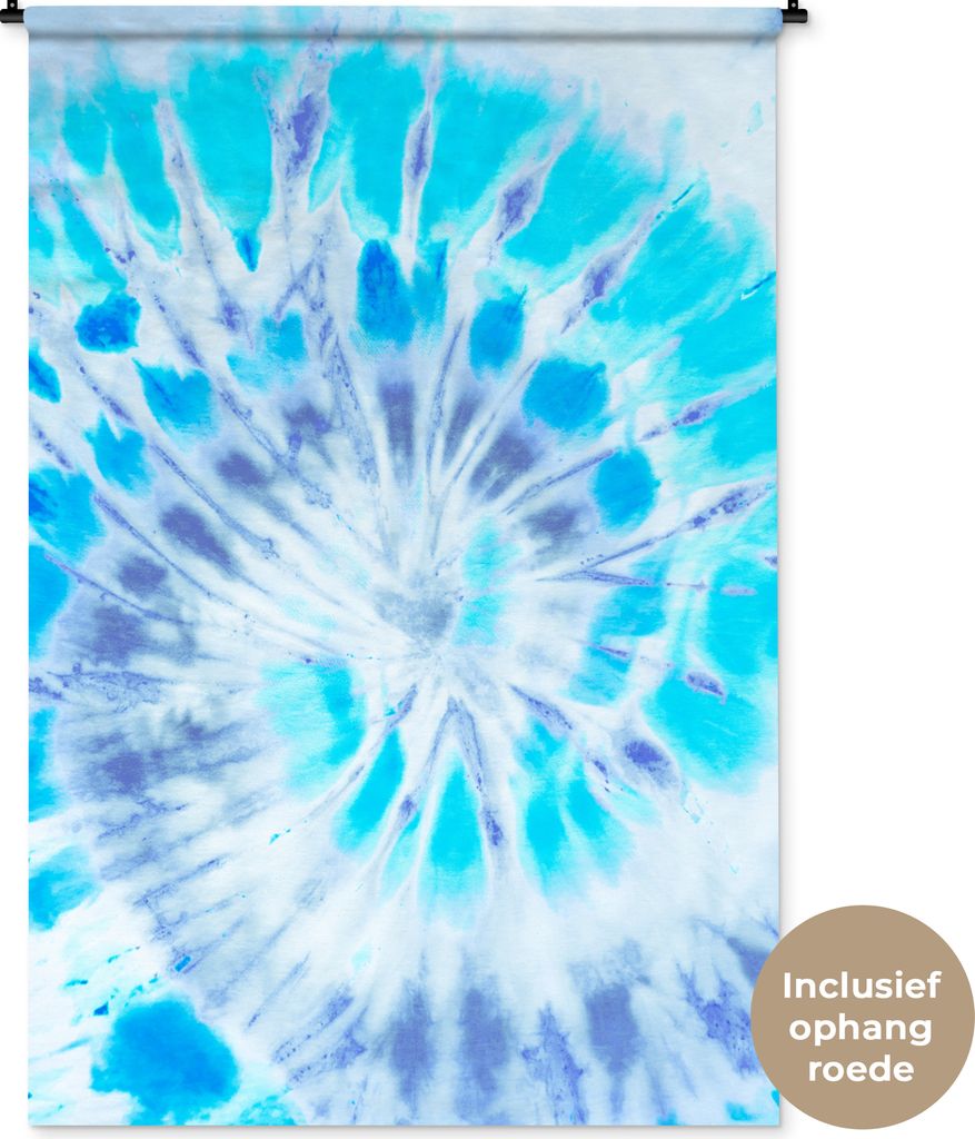 MuchoWow Wandteppich Wandbehang Krawattenfärbung - Farbe - Blau 120x180 cm Tapisserie Dekoration Wandtuch - Schlafzimmer - Dekorationen für das...