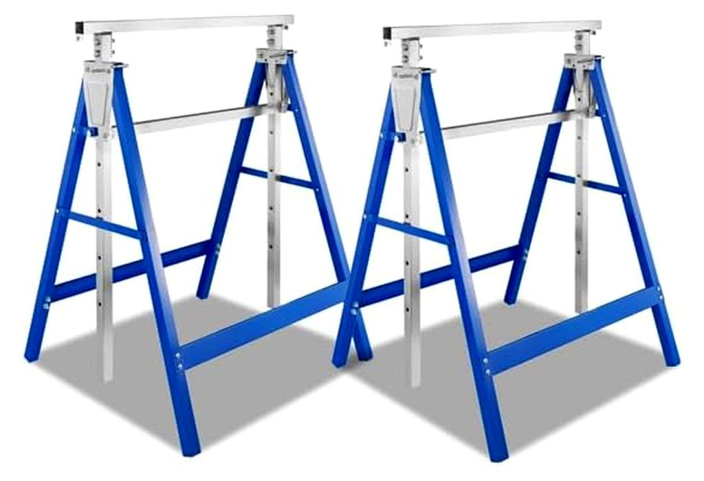 Arbeitsbock 2er Set mit einer Tragkraft von 200 kg, 7-fach höhenverstellbar von 80 bis 130 cm, Metall Gerüstbock