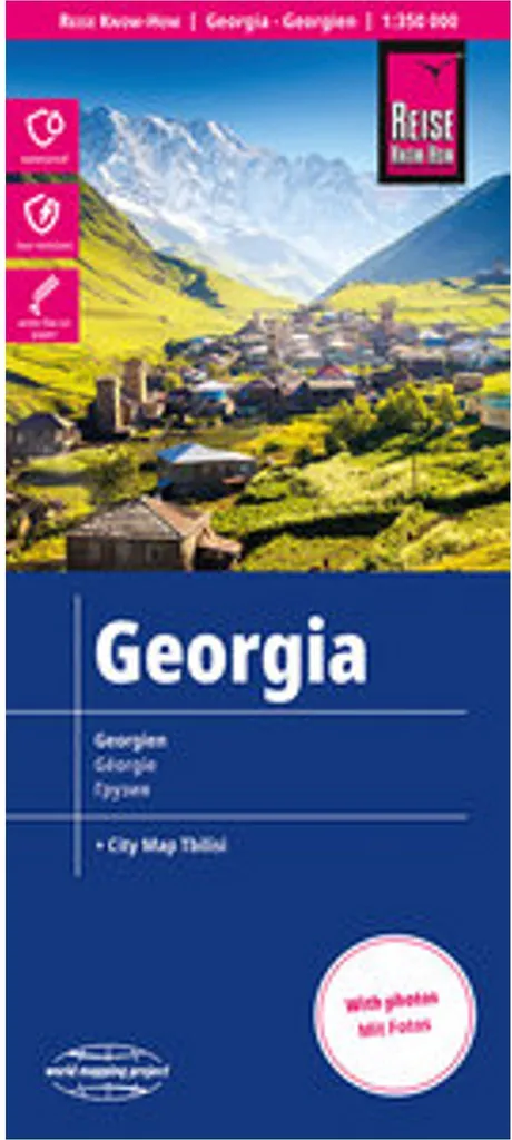 Carte Géorgie indéchirable 1:350.000 pour les aventuriers et 4x4