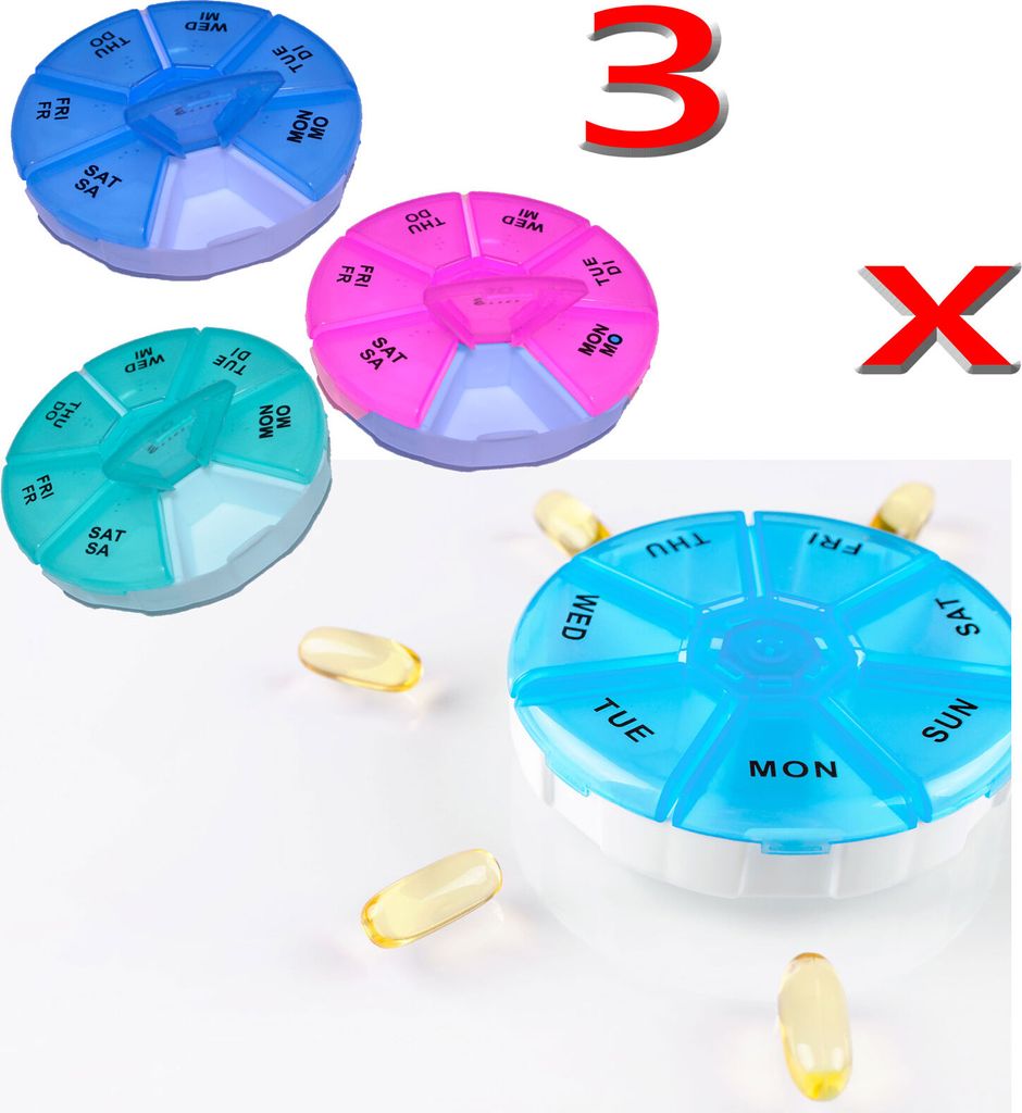 3 Stück Pillendose Tablettenbox 7 Tage Pillenbox Produktbild 