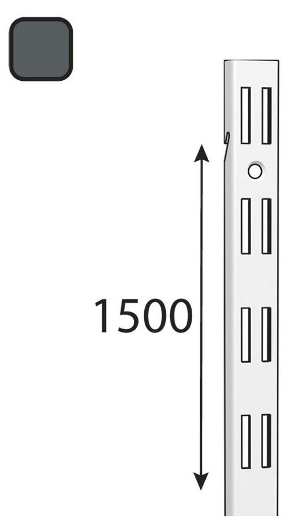 INTEGRI Anthrazit Doppel-Wandschiene 1500mm Garderobensystem Regalsystem Wandmontage Stahl