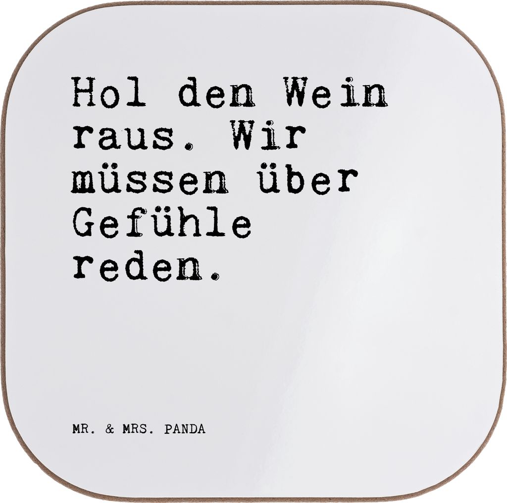 Mr. & Mrs. Panda Holzuntersetzer Hol den Wein raus.... - Weiß - Geschenk, Mitbringsel, Getränkeuntersetzer, Coaster, Weintrinker, Sprüche, Tasse...