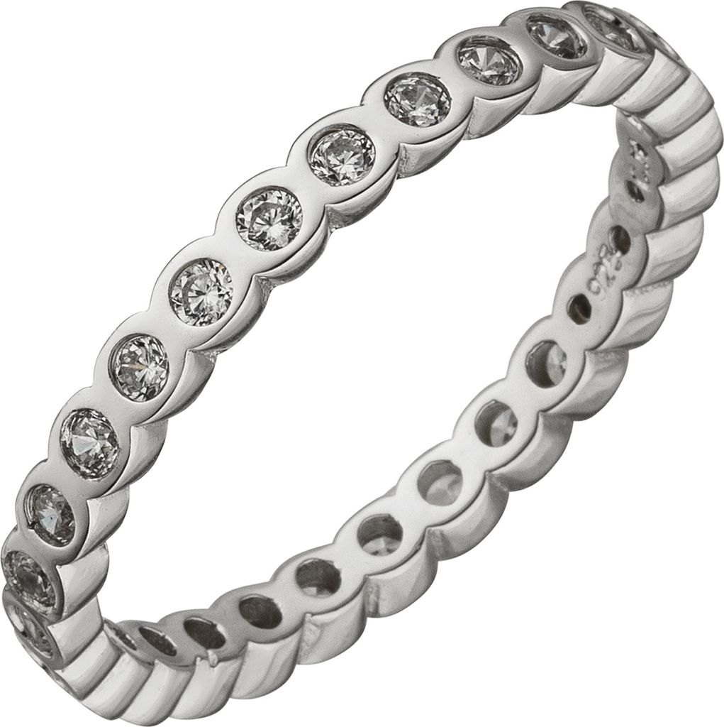 Gr. 50 Damen Ring 925 Sterling Silber mit Zirkonia rundum Produktbild 